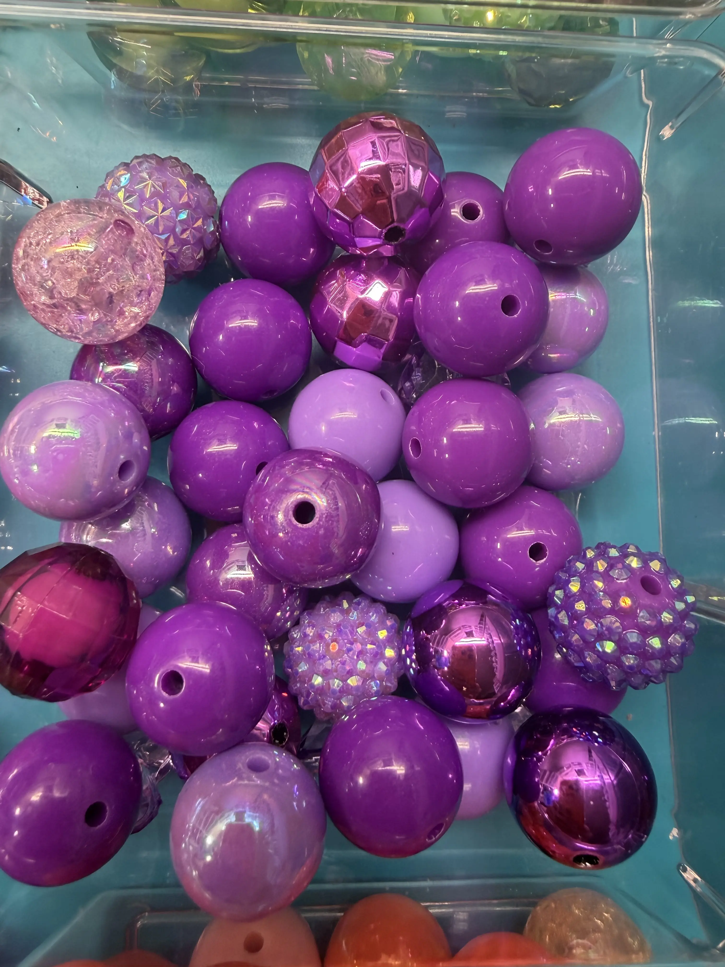 Purples 20mm 15 assorted acrylic Beads
