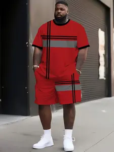 Men's 3D Printed T-Shirt and Shorts Set, Polyester Material, Summer Sports, Casual, Party, Travel, Gift, Loose Fit