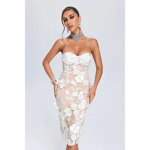 BellaBarnett Oval Lace Tube Midi Dress