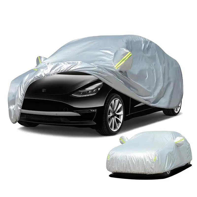 Car Cover with Reflective Strip, Car Covers for Automobiles, Car Body Cover, Car Protective Cover, Heat Insulation & Dustproof Car Cover for Tesla Model 3