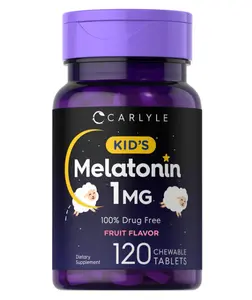 Carlyle Kids Melatonin 1mg | 120 Chewable Tablets | Fruit Flavor | Vegetarian Supplement | Non-GMO, Gluten Free Formula
