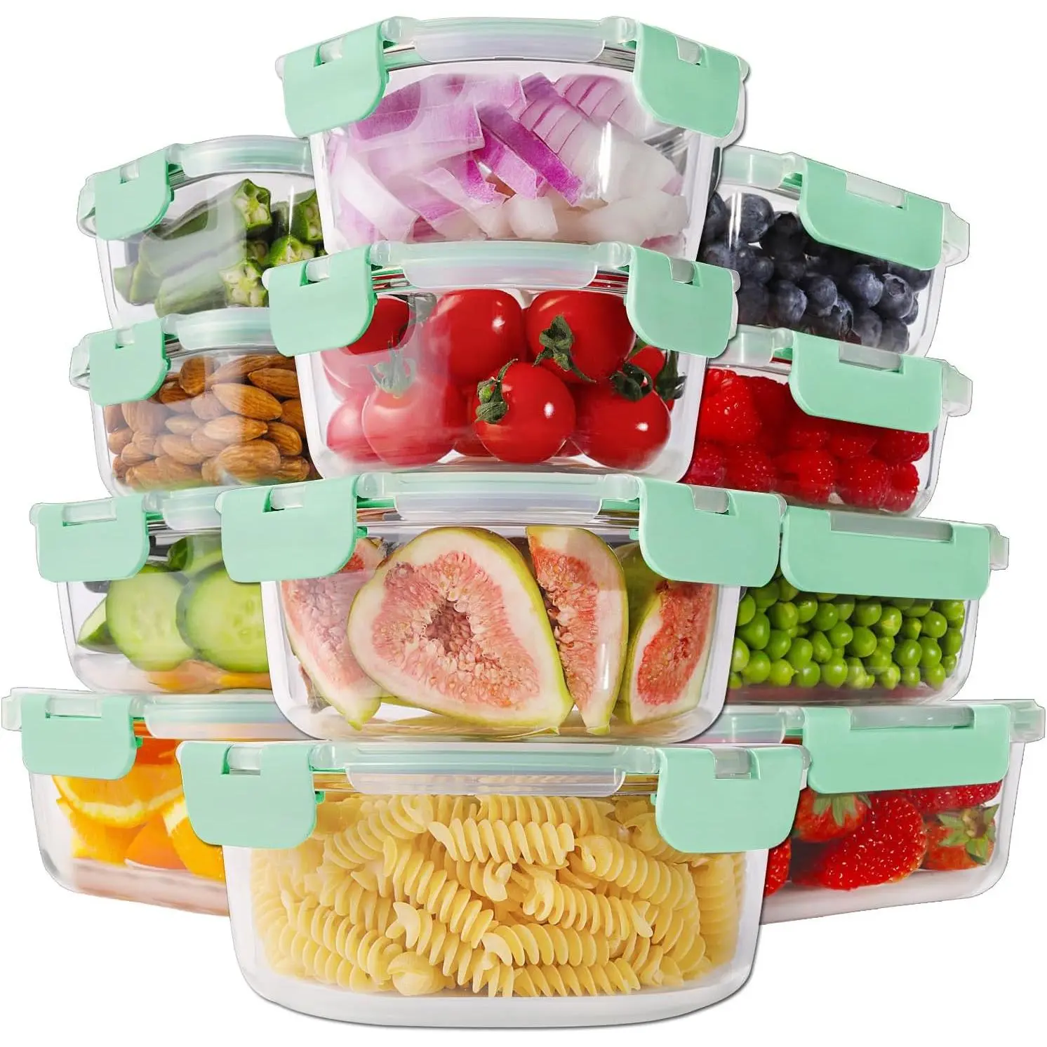 24pcs Airtight Glass Meal Prep Containers| Leak-Proof Stackable Food Storage for Kitche