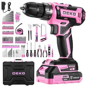 DEKO 186-Piece 20V Cordless Drill, All-In-One Multi-Functional Tool Kit With Battery Electric Drill And Screwdriver, Suitable For Men’s Home Repairs, DIY Projects, And Daily Maintenance.