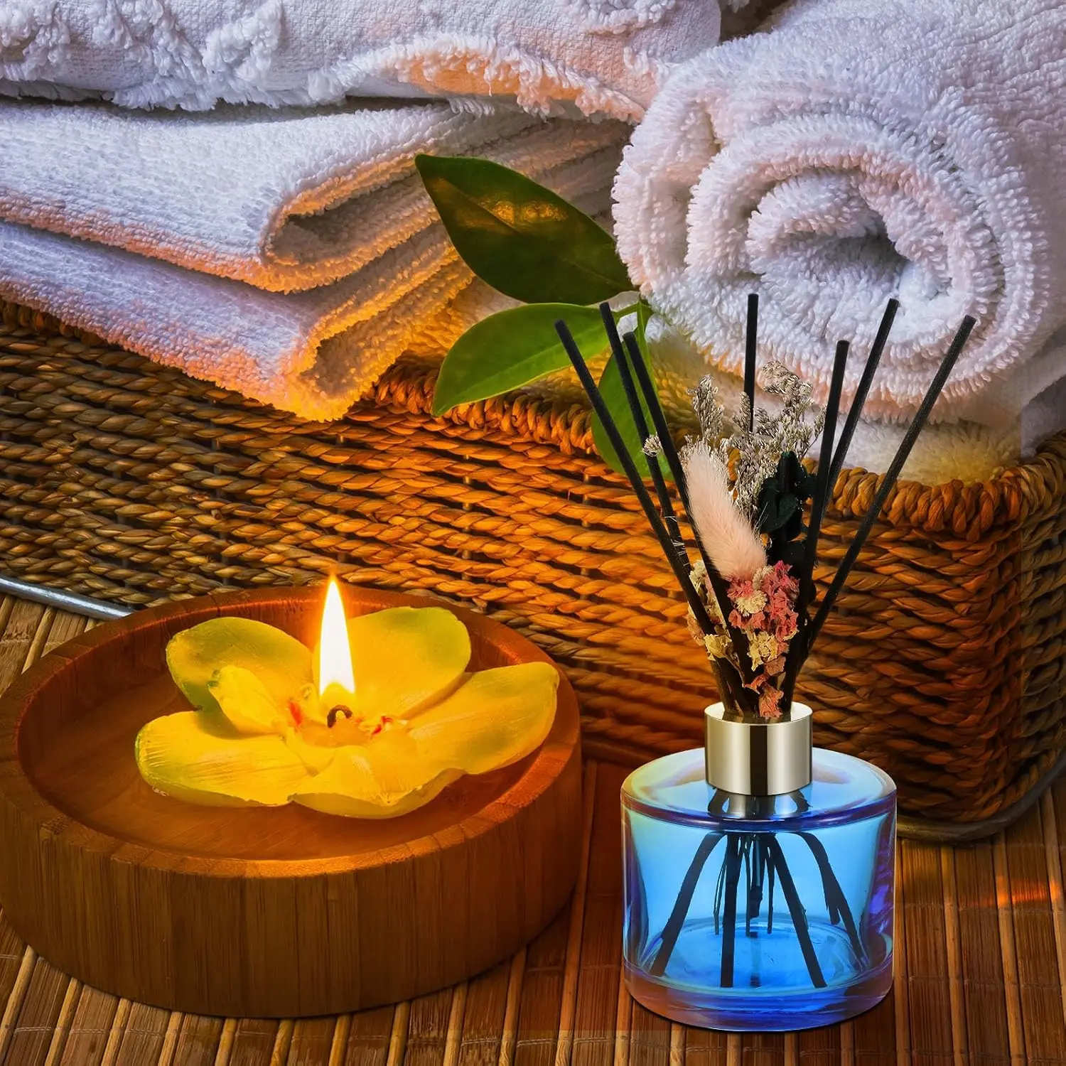 GEEE33EEK Reed Diffuser Set  Bathroom Air Fresheners, Oil Diffuser Sticks | Fresh Linen, Ocean, Eucalyptus & Mint Scent(1.7 fl oz Each Pack) Fragrance with Sticks Defusers | Shelf Decor