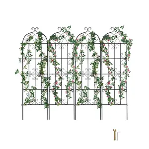 VEVOR Garden Trellis for Climbing Plants, 71x 20 in, 4 Packs Rustproof Metal Garden Flower Trellis, Outdoor Climbing Rose Trellis Cucumbers Support, Decorative Clematis Trellis for Courtyards Lawns