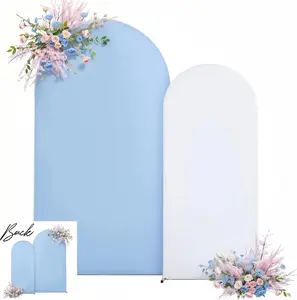Blue Arch Backdrop Covers 7.2FT 6FT Wedding Arch Covers Stretchy Backdrop Set of 2 Baby Shower Bridal Shower Photo Birthday Spandex Baby Blue Arch Cover