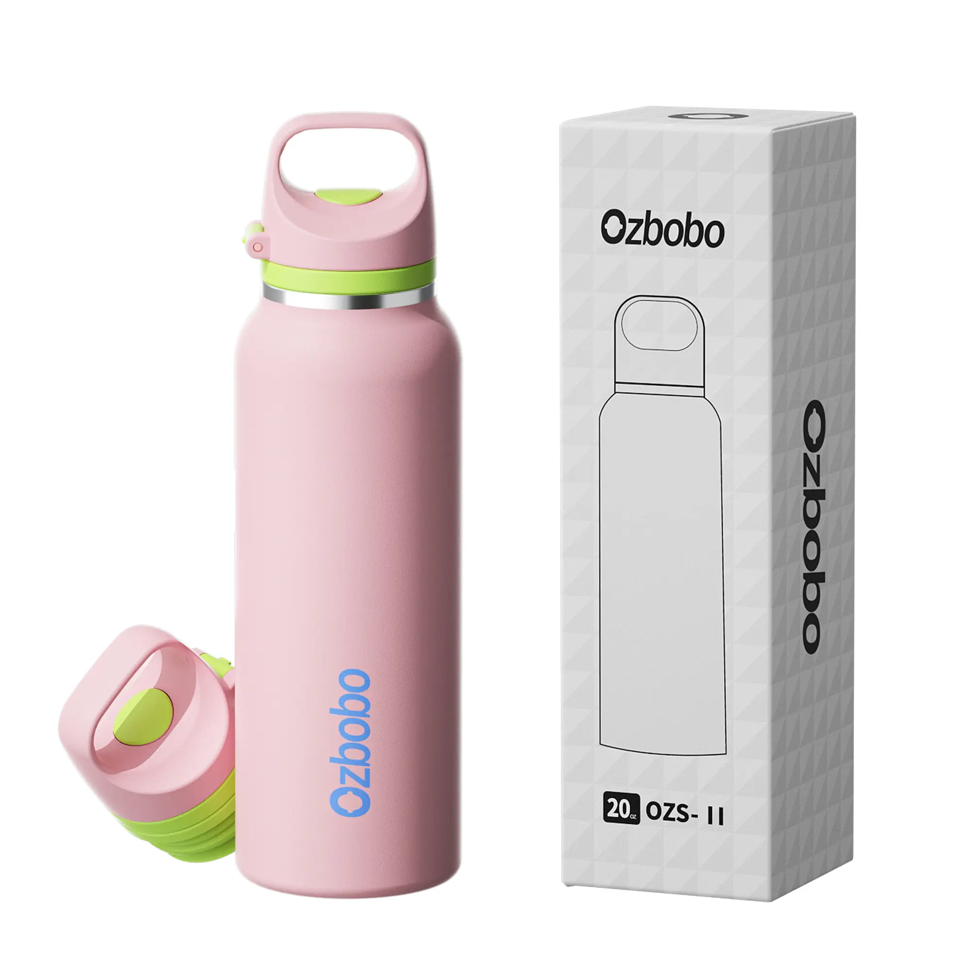 Ozbobo 20oz Elite design water bottle ease of popping open, unique tumbler double walled Vacuum Insulated Bottle for holiday gift, 100% leak-resistant cap, BPA Free, sports bottle