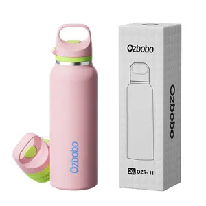 Ozbobo 20oz Elite design water bottle ease of popping open, unique tumbler double walled Vacuum Insulated Bottle for holiday gift, 100% leak-resistant cap, mug water bottle, BPA Free, sports bottle