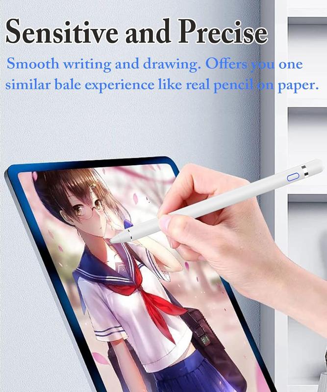 Digital Stylus Pen for Touchscreen, Stylus Pencil for  iPad mini/Pro/Air, , , Android and  Phone & Tablet, 1.5mm Fine Point Rechargeable Pens - White