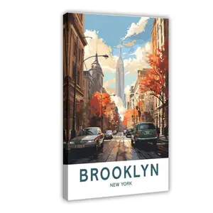 Brooklyn New York City Travel Cityscape Landscape II Canvas Poster Wall Art for Home Bedroom Office Dorm Room Decor