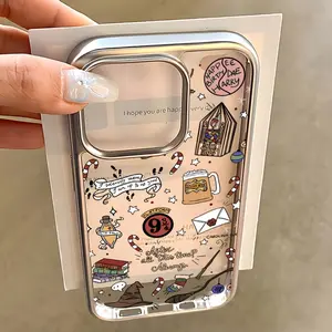 Harry Potter Wizard Style Phone Case for iPhone 16 15 14 13 12 11 Pro Max X XR XS Max 8 7 Plus, Luxury Transparent Soft Protective Back Cover