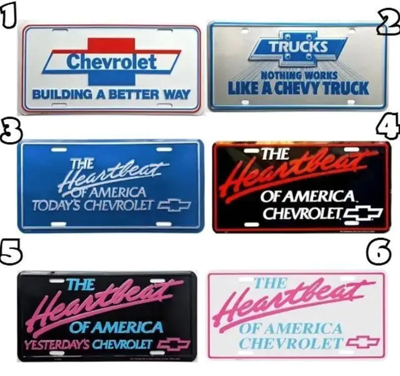 Chevy The Heartbeat of America, Building A better Way Pink Red Black Color License Plate, Car Tag, Car Exterior Accessories