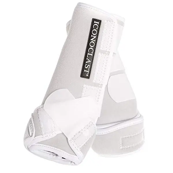 Iconoclast Equestrian Front Orthopedic Support Boots - White, Medium Size, Strap-On Fit, 360-Degree Leg Support for Extreme Physical Activities, 360-Degree Support