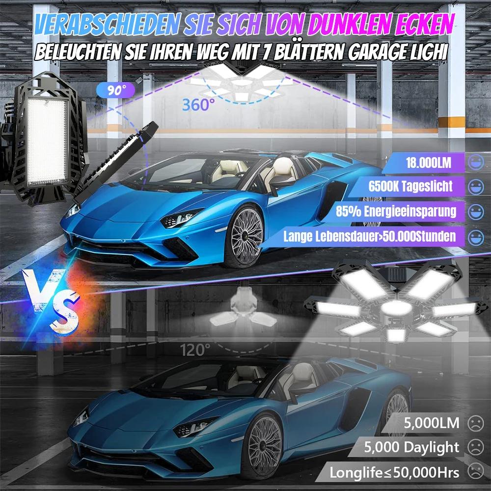 Folding Garage Lighting 120W LED Light E26 E27 Ceiling Lamp UFO Deformable Bulb for Workshop Bright Efficient Illumination