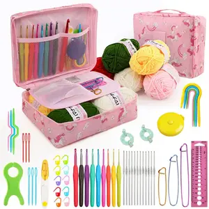 58-Piece Crochet Hook Knitting Kit Set, Knitting Supplies, Fixed Storage Bag Color, Random Other Accessories Colors, Ideal for Crafting & DIY Projects