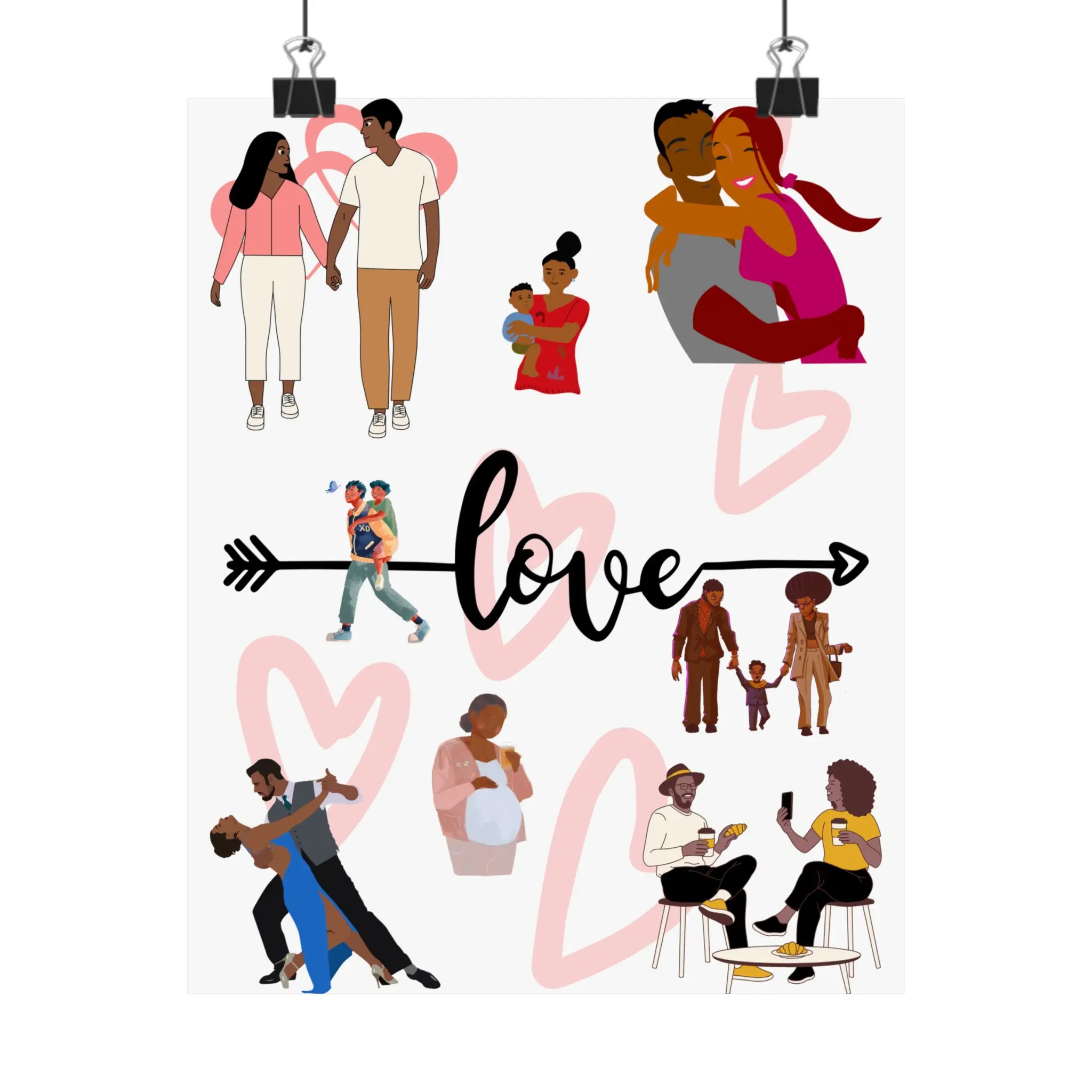 Black Love Matte Vertical Posters for Black History Month and Valentine's Day