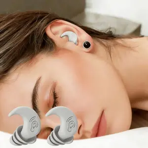 1/2Pairs White Noise Cancelling Silicone Ear Plugs, Waterproof Swimming Ear Plugs, Waterproof Earplugs, Soundproof Noise Reduction Ear Plugs, Anti-Noise Soft Sponge Sleeping Earplug, For Sleeping Diving Surfing