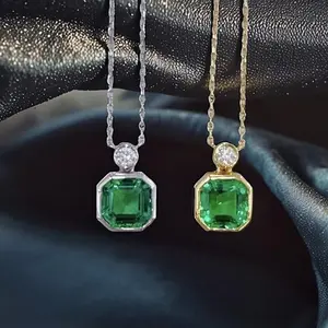 k18 labgrown emerald necklace 2.23g 1ct D0.06ct lg005-E zlz013