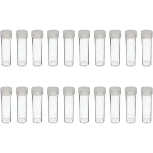 (20) Round Clear Plastic (Penny Cent) Size Coin Storage Tube Holders Screw on Lid (Transparent-20pcs)
