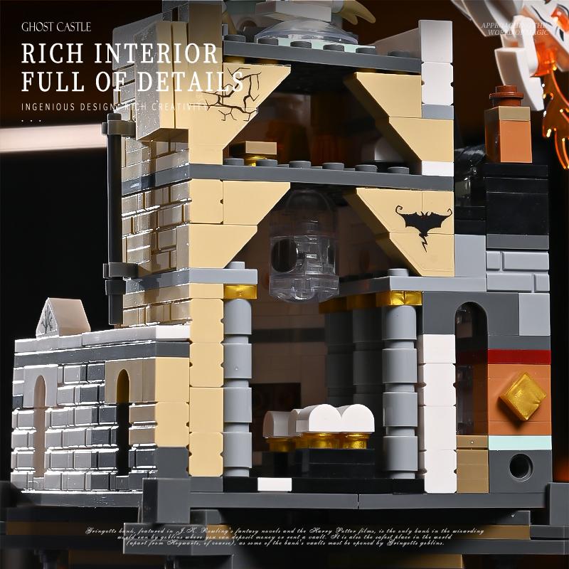 Wizard Magic Bank Building Set, 1,056 Pieces – Enter the magical world and build your iconic Wizard Bank, paired with a powerful Ukrainian iron belly fire dragon! The ultimate gift for magic enthusiasts, block collectors, and movie aficionados—stunning di