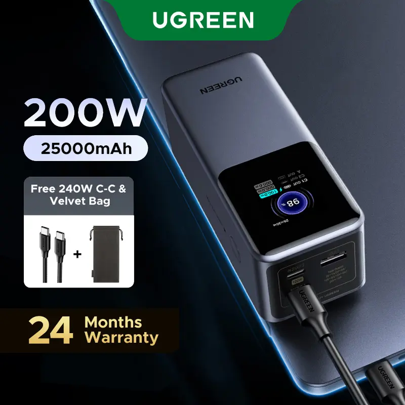 UGREEN 20000mAh 130W Power bank ,25000mAh 200W, 12000mAh 100W Fast Charging Powerbank, 65W Charger PD Super Fast Charging For iPhone 17/16/Macbook Air/Pro Lenovo Laptop, with LED Display Screen,Summer Sale