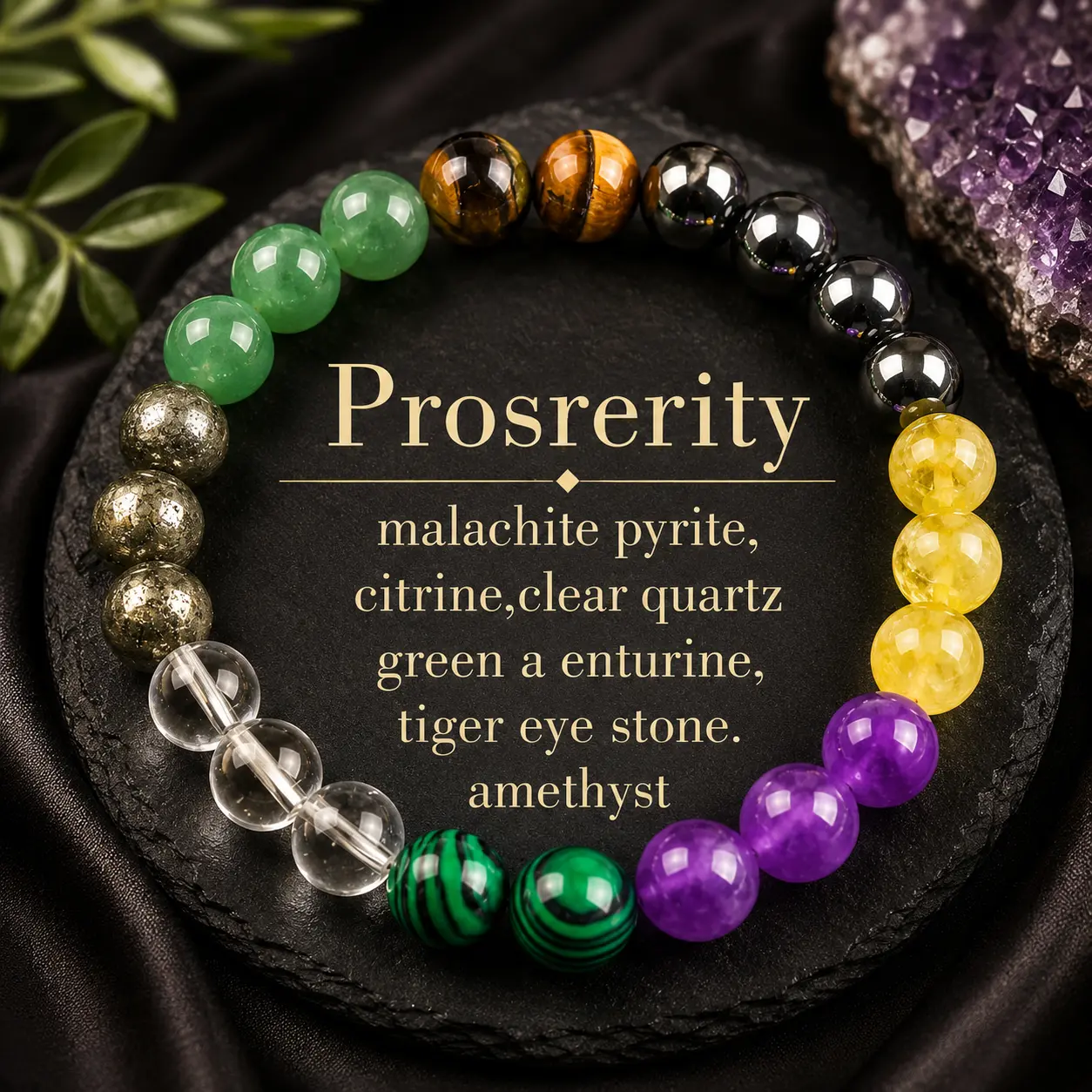 Unisex Tiger Eye Stone Beaded Bangle Bracelet - Sparkling Beads, Faux Crystals, Multicolored Costume Jewelry, Good Luck Charm, Brings Peace, Prosperity, Wealth, Calming Accessory, Elegant Daily Wear Gift