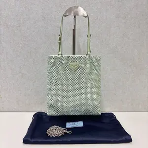 Pre-owned PRADA Rhinestone tote bags Mint Green Crystal Mini Tote 21713479