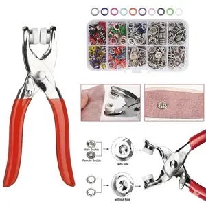 Claw snap fastener set,No Sew Snap Button Kit with Pliers Tool, 100 Sets Colorful & Metal Five Prong Snaps , No Sew DIY Sewing,Household Sewing Accessories for DIY Handicraft Clothing & Hat