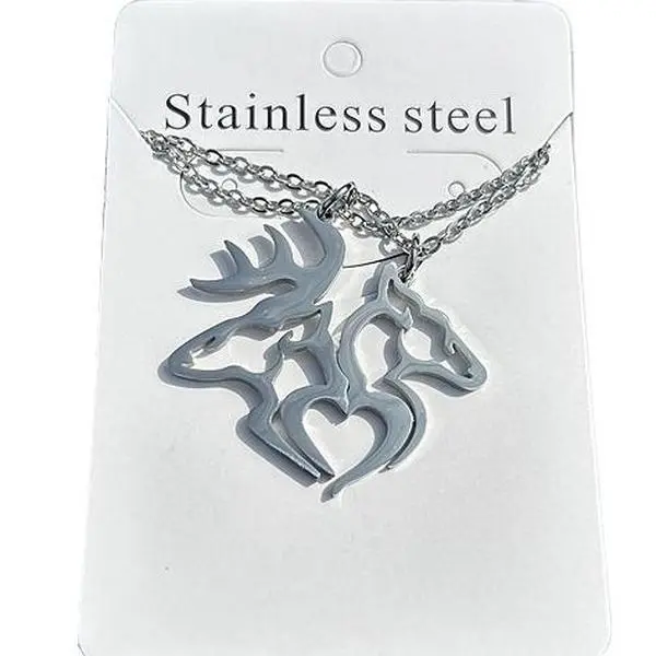 Buck&Doe Couple Necklace, Nature Animal Lovers Accessory, Stainless Steel Unisex Jewelry