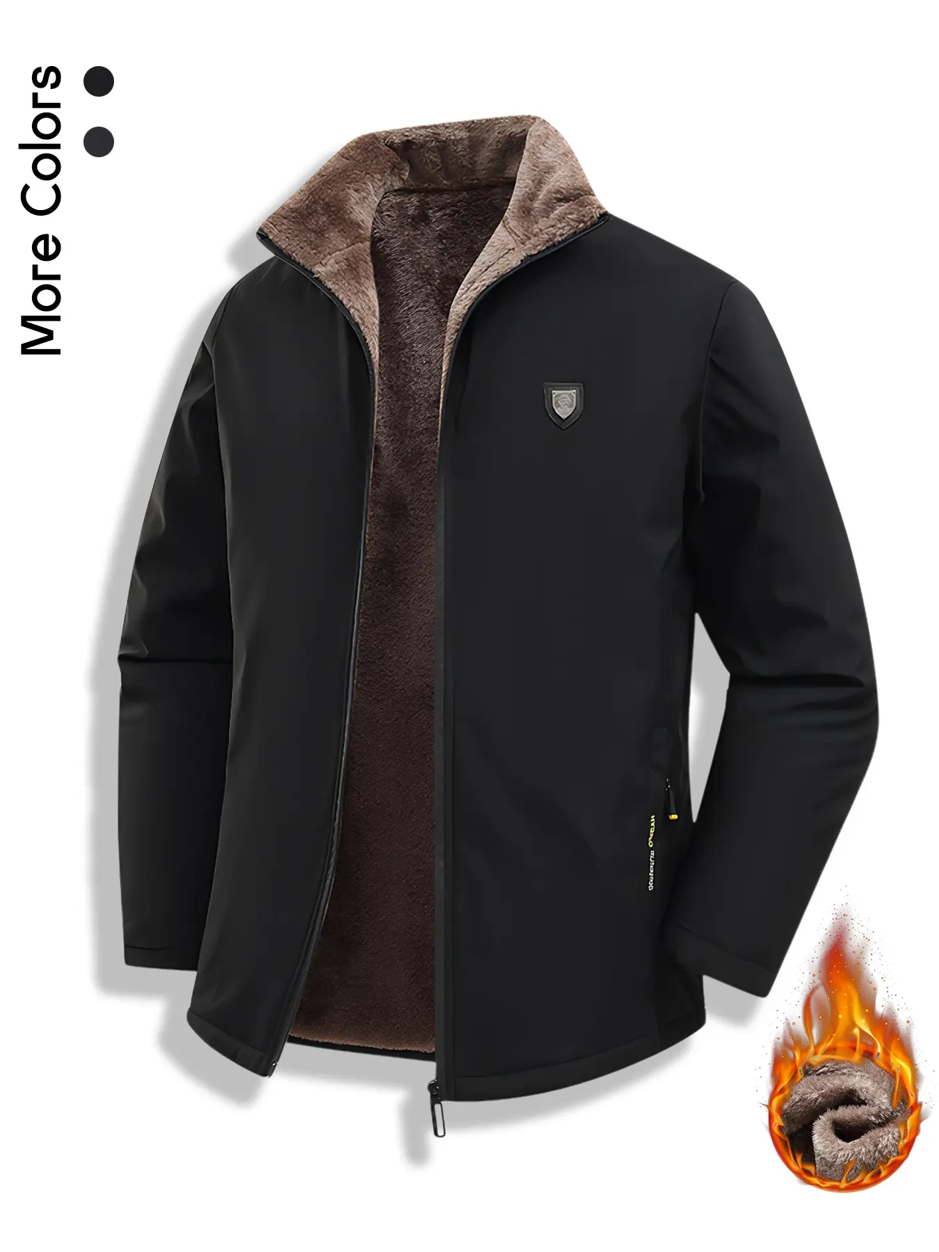 Men's Winter Fleece Lined Softshell Jacket Casual Thermal Thick Windbreaker Stand Collar Zip Outerwear Coat