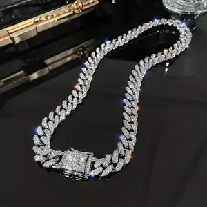 Fashion Hip Hop Full Diamond Necklace Men's All-Match High-Grade Fashion Brand Cuban Link Chain Men's Bracelet