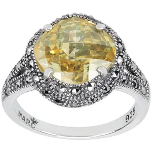 Suspicion Sterling Canary Cubic Zirconia & Marcsite Halo Ring