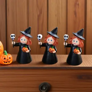 Set of 3 Resin Enchanted Witch Figurines, Magical Home Decor for Halloween and Christmas, Perfect for Bars and Cafes, Unique Holiday Gift