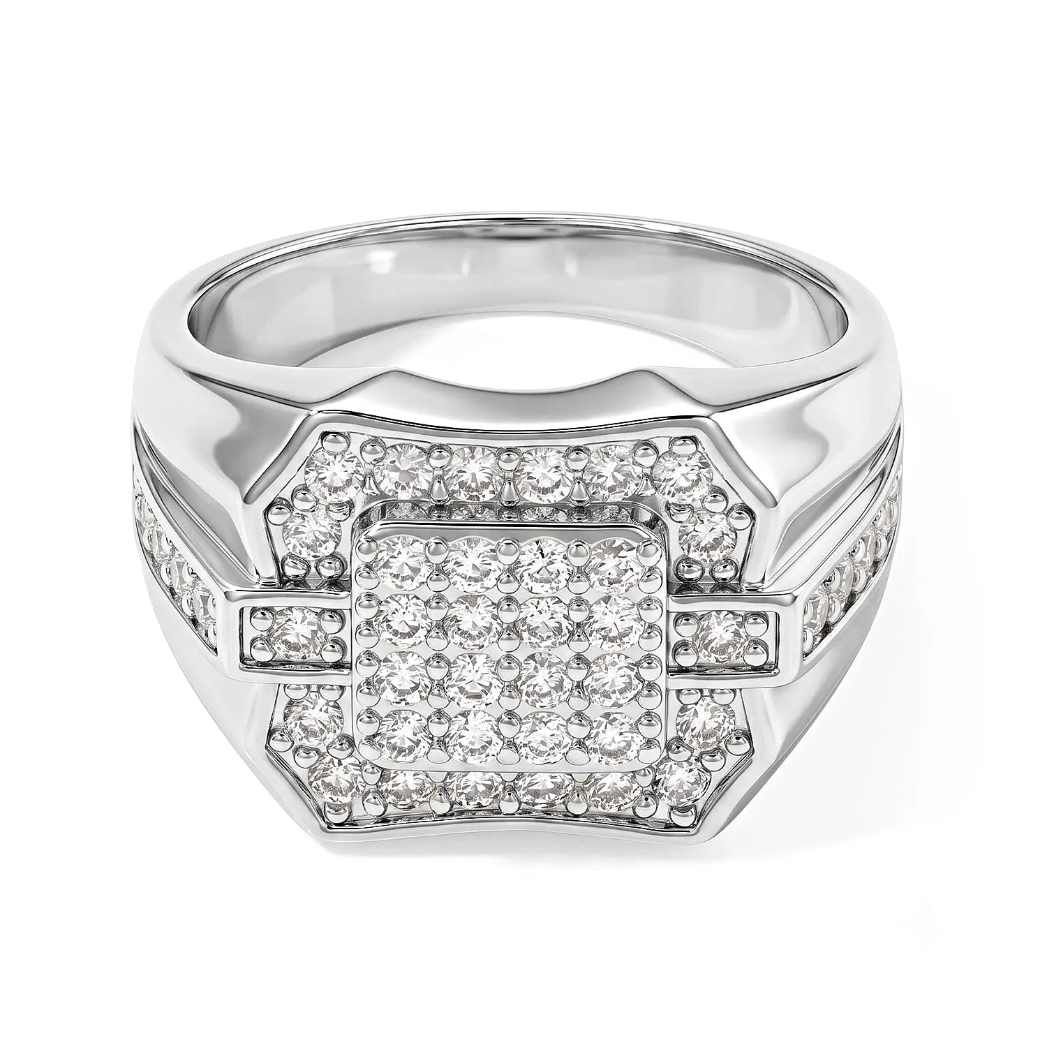 Simulated Diamond Ring in Platinum Plating