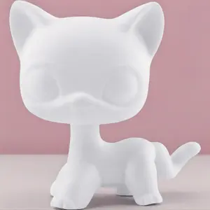 Custom Short-Hair White Cat Blank Base PVC Figures - DIY Doll Making Supplies, Mini Pet Toy Accessories for Short-Hair Cat Enthusiasts, Pvc Figure