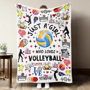 Volleyball Player Gift for Girls - Soft Flannel Throw Blanket with Colorful Sports Doodles - Perfect Birthday or Senior Night Present for Teammates