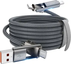 240W 4-in-1 Fast Charging Cable 6FT – USB A/C to Lightning & Type-C Cord for iPhone 16, MacBook, Samsung, PS5, More