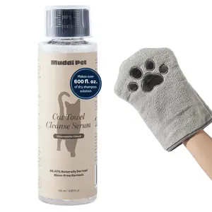 Muddi Pet Cat Concentrated Rinse-Free Shampoo & Conditioner – DIY Dry Shampoo Spray or Full Body Towel Cleanse - For Sensitive Skin, Stress & Itch Relief Leave-In Serum – 98.65% Naturally Derived, Gentle Cleanse, Hydrate, Soothe & Deodorize