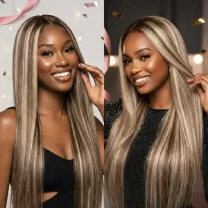 613 Highlight Blonde Wigs Human Hair 13x6 Straight Lace Front Wigs Human Hair 180 Density for Women Ash Blonde Highlight Human Hair