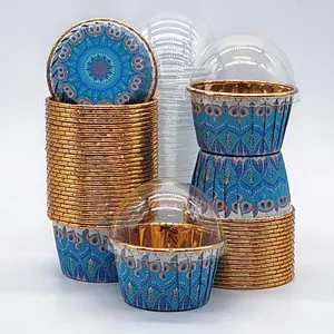 Disposable Baking Cups, 50pcs/set Heat Resistant Baking Cup with/without Lid, Muffin Cup, Baking Mold for Wedding & Birthday Party, Baking Supplies Kit