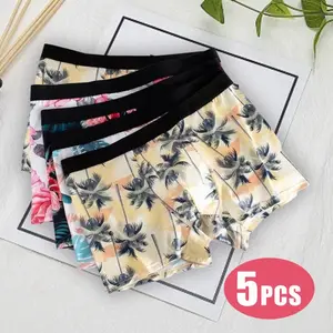 5-Pack Men's Boxer Briefs | Premium Cotton with Mesh Panels | Sweat-Wicking & Tagless | Vacation, Office & Gym Wear Fashion Menswear Breathable Classic boxers Day Print