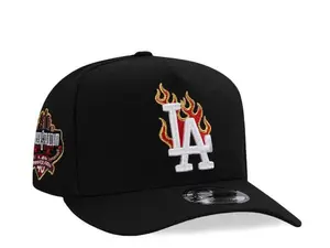 LA Dodgers Embroidered Flame Logo Black Adjustable Baseball Cap - Sports Collectible Streetwear Hat