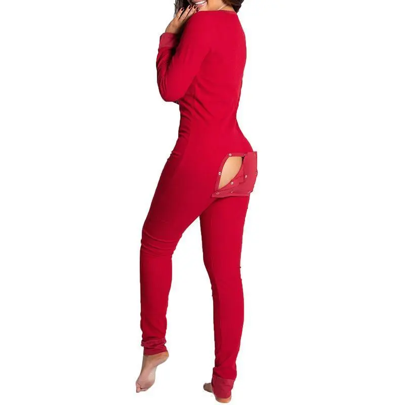 Women's Onesie Butt Flap Pajamas Christmas Long Sleeve V-Neck Bodycon Sleeping Romper Detachable Crotch Home ClothesGift Women's Onesie Butt Flap Pajamas Christmas Long Sleeve V-Neck Bodycon Sleeping Romper Detachable Crotch Home ClothesGift