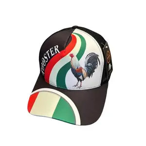 Mexico Flag Rooster Trucker Hat - Aztec Tribal Pattern Mesh Back Baseball Cap, Mexican Pride Country Style Snapback Hat for Men and Women