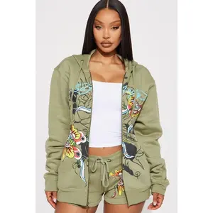 Ed Hardy Butterfly Zip Up Hoodie - Sage 9