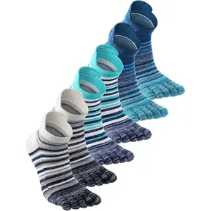 Fourluoo 3/6 Pairs Women Toe Socks Cotton Breathable Ankle Five Toe Socks for Men Women Athletic Running