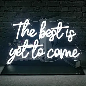 The Best Is Yet to Come Neon Sign White Letter Led Neon Lights for Wall Decor Usb Word Light Up Signs for Bedroom Home Bar Wedding Birthday Party Kids Room Teens Gifts