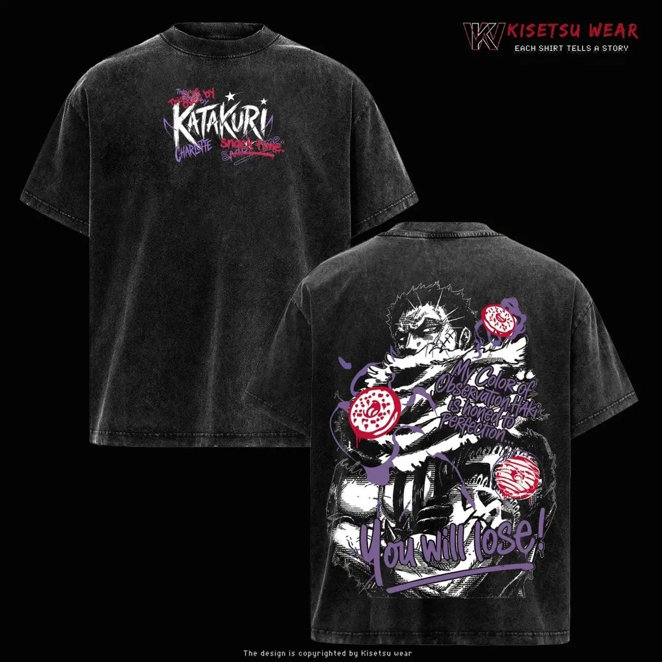 Charlotte Katakuri One Piece Oversized Graphic Tee Acid Washed Soft Cotton Anime T Shirt Casual Streetwear Top RO0