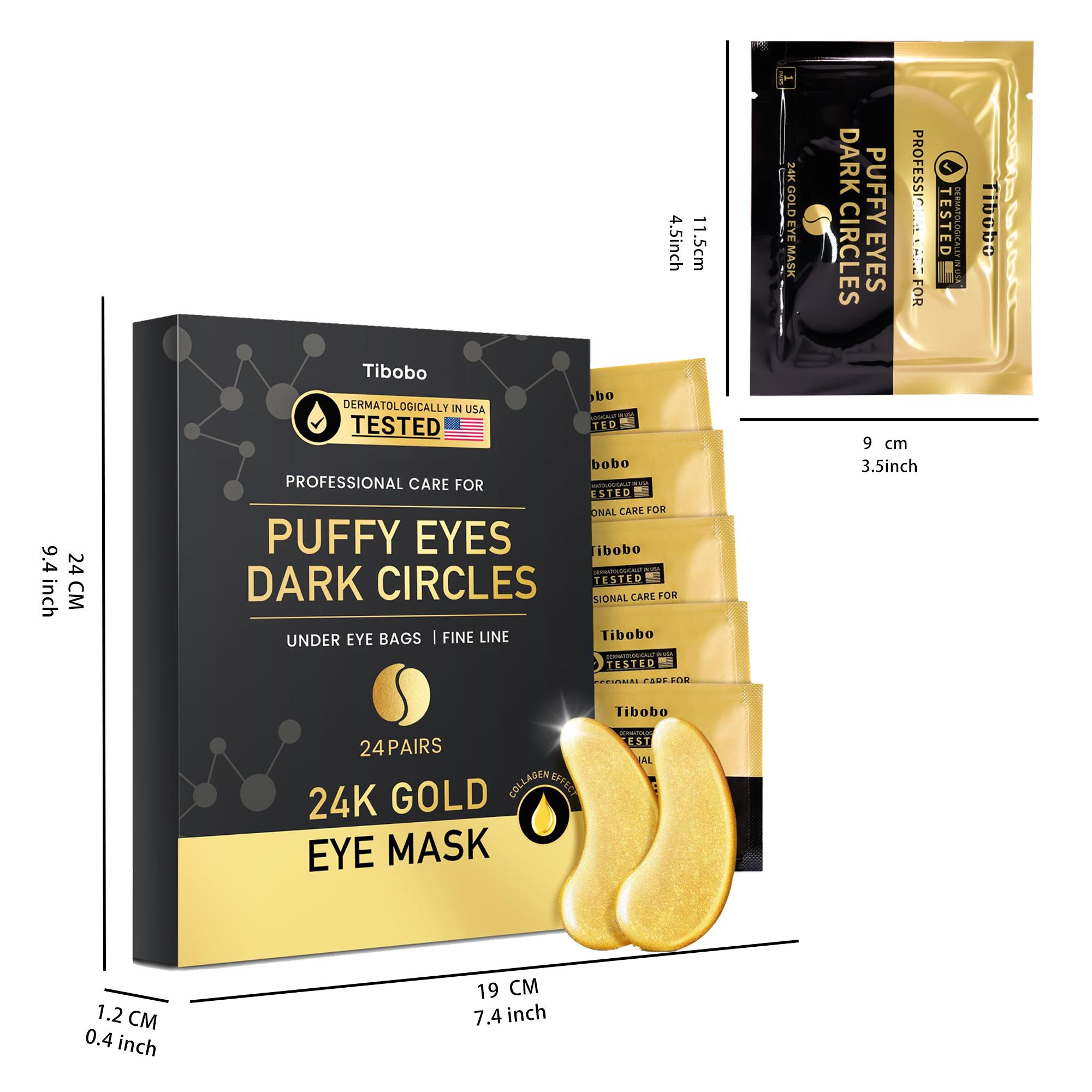 [Tibobo Official] Collagen Golden Faded Eye Patches,24pairs/Box Moisturizing 24k Mask For Youthful Look,Soothing Calming Hyaluronic Moisture Gel Radiant Moisturizer Hydrating Hydrate