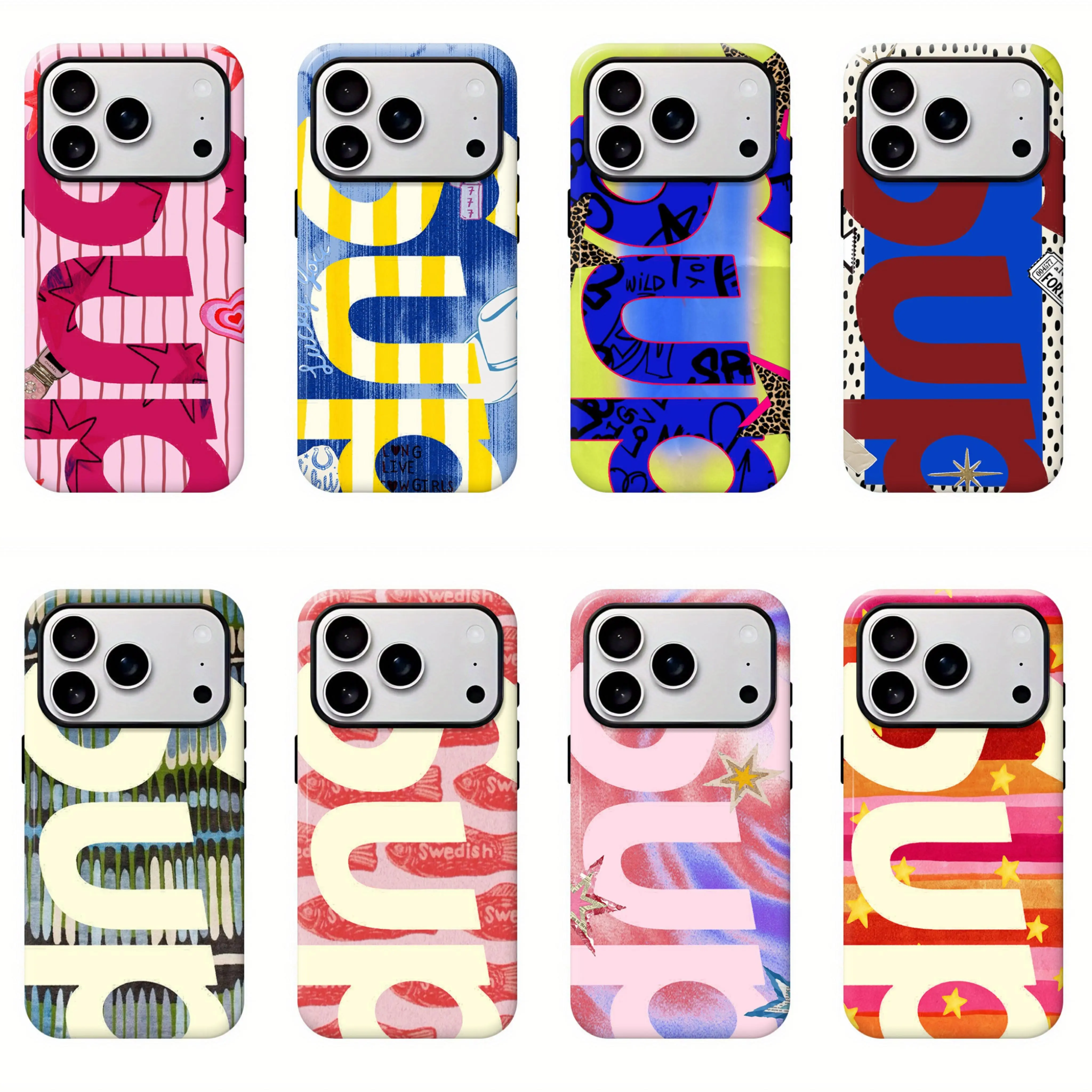 Creative Curved Geometric Art Design Phone Case for iPhone 11-17 PRO MAX Shockproof Drop-Proof TPU Protection Aesthetic Cover Black Magnetic Reindeer Christmas S23 Ultra Delight Tree S24 S22 S26 Masked Metal Frameless,, Smartphone, Handheld, Casing